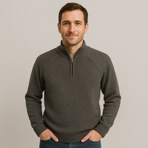 Vintage Gramicci Organic Cotton Hemp Sweater Mens 2XL  Gray Half Zip Pullover